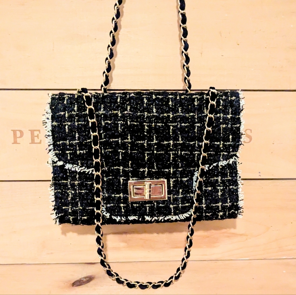 Cristina Sabatini Tweed Chain Shoulder Bag